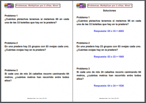 Fichas de problemas de multiplicaciones